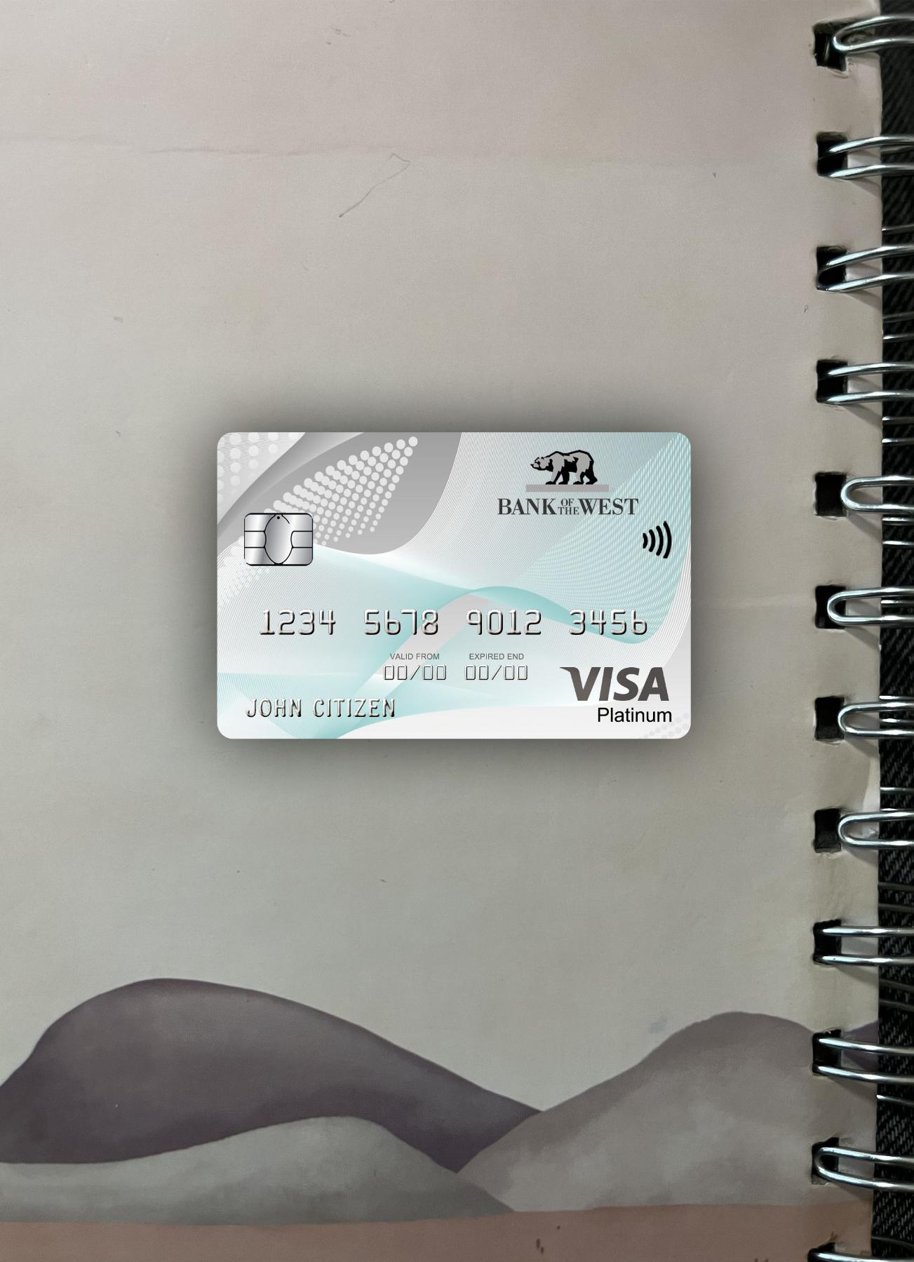 Download USA Bank of the West bank visa platinum card photolook front Photoshop template